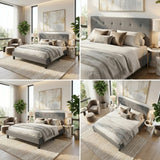 Piazzi Duomo Tuffted Grey Fabric Modern Bed | High Quality Sturdy Modern Slimline Bed Frame