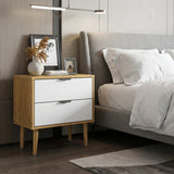 Scandi Two Tone Modern Bedside Table | 2 Drawer White Wood Bedside Cabinet