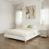 Millie Tuffted Clouds Soft Boucle Fabric White Bed | Cushioned Touch White Upholstered Boucle Bed Frame