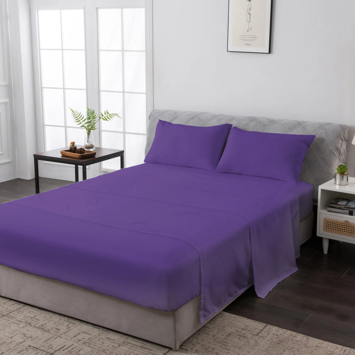 Luxiore 2000TC Breathable Cooling Bamboo Blend Sheet Set | Eco Friendly Anti Wrinkle Bamboo Sheets