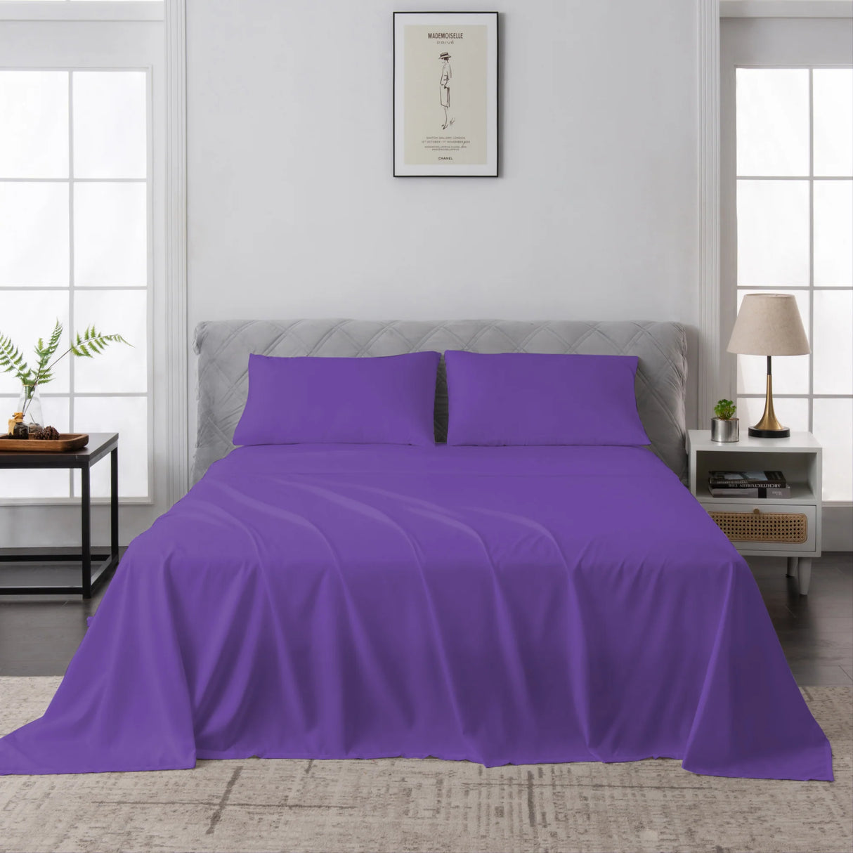 Luxiore 2000TC Breathable Cooling Bamboo Blend Sheet Set | Eco Friendly Anti Wrinkle Bamboo Sheets