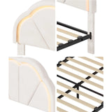 Mermaid Beige Plush Velvet LED Storage Bed | Beautiful Soft Touch LED Headboard 4 Draw Bed Frame