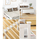 Mila Cottage White Wooden Bed Frame with Storage Draws | Solid Modern Timber Frame with Space Storage Draws