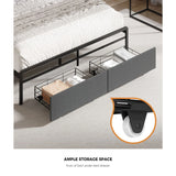Coogee LED Storage Bed with USB Charging | Premium Grey Fabric LED Lights Bed Metal Frame Front Draws