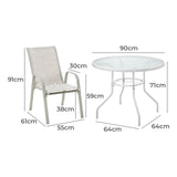 Solero 5 Piece Outdoor Dining Set | 90cm Round Table Outdoor Bistro Set