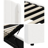 Allure Teddy Boucle Premium Gas Lift Storage Bed |White Bed and Storage Combo with USB Charging Built In