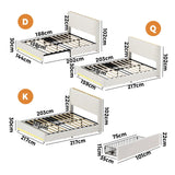 Palazzo LED Storage Bed w USB Charging | Beige Premium Soft Fabric Ambient Lighting Bed Frame