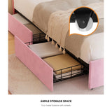 Mermaid Pink Plush Velvet LED Storage Bed | Beautiful Soft Touch LED Headboard 4 Draw Bed Frame