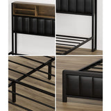 Duomo LED Black PU Leather Storage Bed with USB | Multi Functional Storage LED Lights Bed Frame