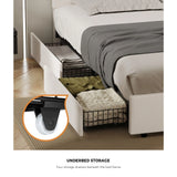 Kensington Padded Fabric Beige Bed | Cushioned Upholstered Luxe Fabric Bed Frame