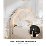 Mermaid Beige Plush Velvet LED Storage Bed | Beautiful Soft Touch LED Headboard 4 Draw Bed Frame