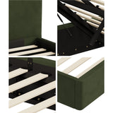 Green Cloud Marshmallow Velvet Touch Gas Lift Bed | Soft Padded Arched Fabric Storage Bed Frame