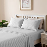 Luxiore 1800TC Super Soft Silky Brushed Microfibre Sheet Set | Luxury Pin Stripe Microfibre Sheets