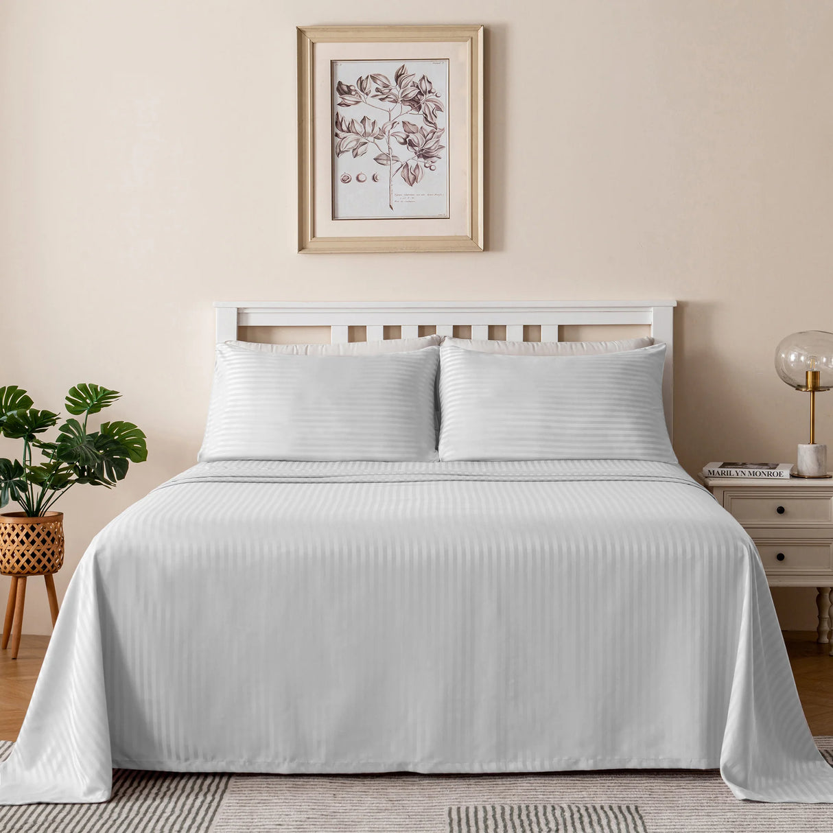 Luxiore 1800TC Super Soft Silky Brushed Microfibre Sheet Set | Luxury Pin Stripe Microfibre Sheets