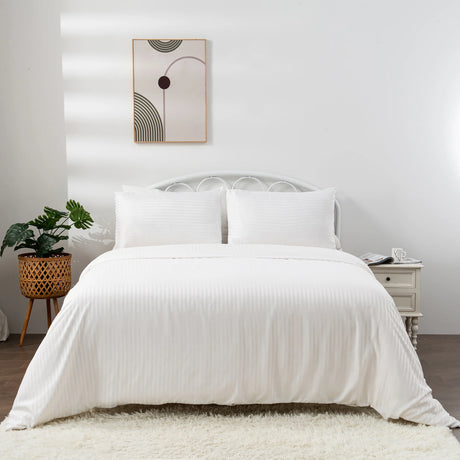 Luxiore 1800TC Super Soft Silky Microfibre Quilt Cover Set | Luxury Pin Stripe Microfibre Duvet Cover Set