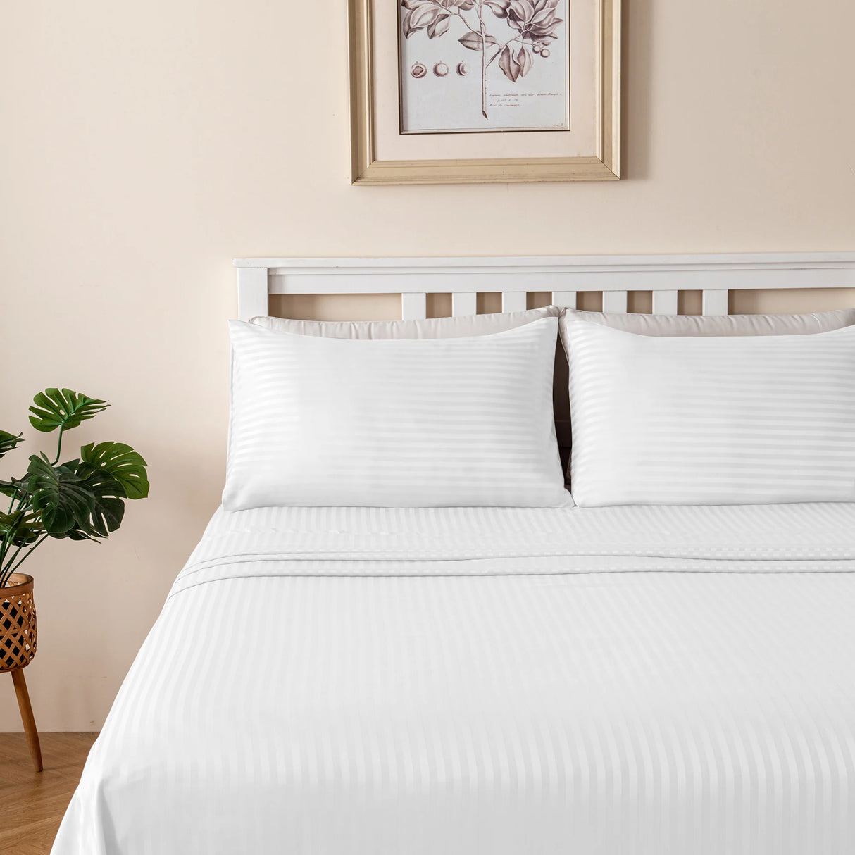 Luxiore 1800TC Super Soft Silky Brushed Microfibre Sheet Set | Luxury Pin Stripe Microfibre Sheets