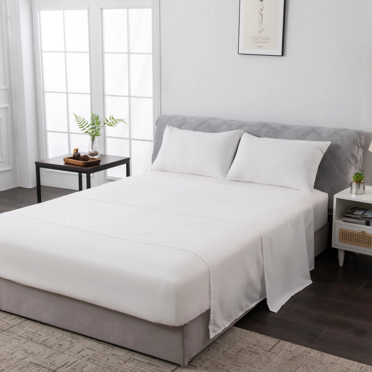 Luxiore 2000TC Breathable Cooling Bamboo Blend Sheet Set | Eco Friendly Anti Wrinkle Bamboo Sheets