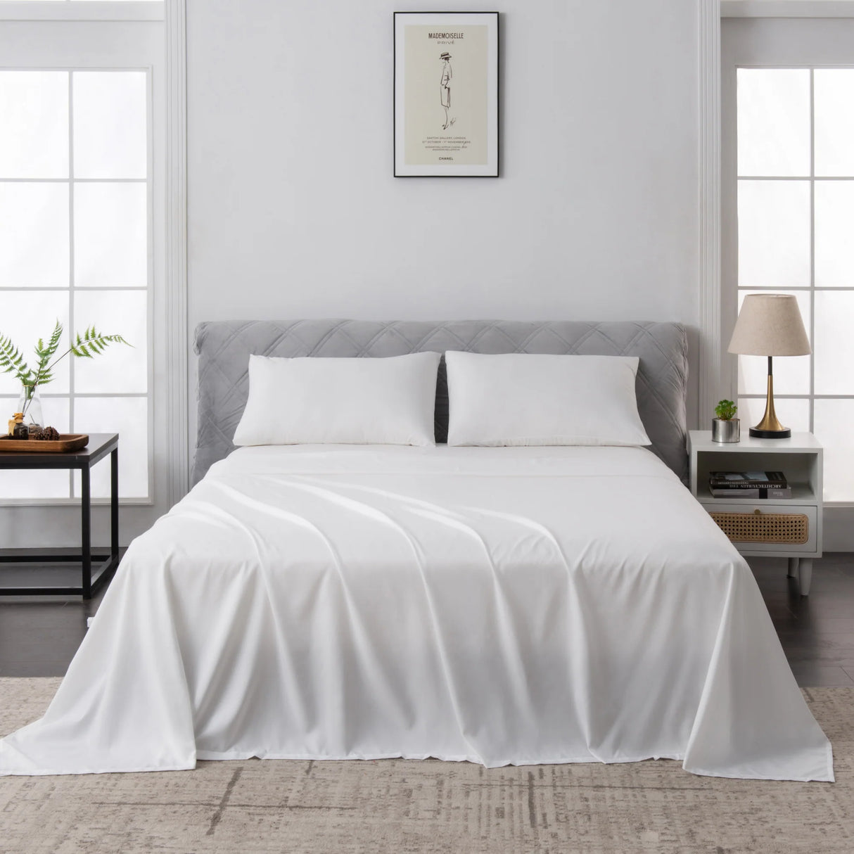 Luxiore 2000TC Breathable Cooling Bamboo Blend Sheet Set | Eco Friendly Anti Wrinkle Bamboo Sheets