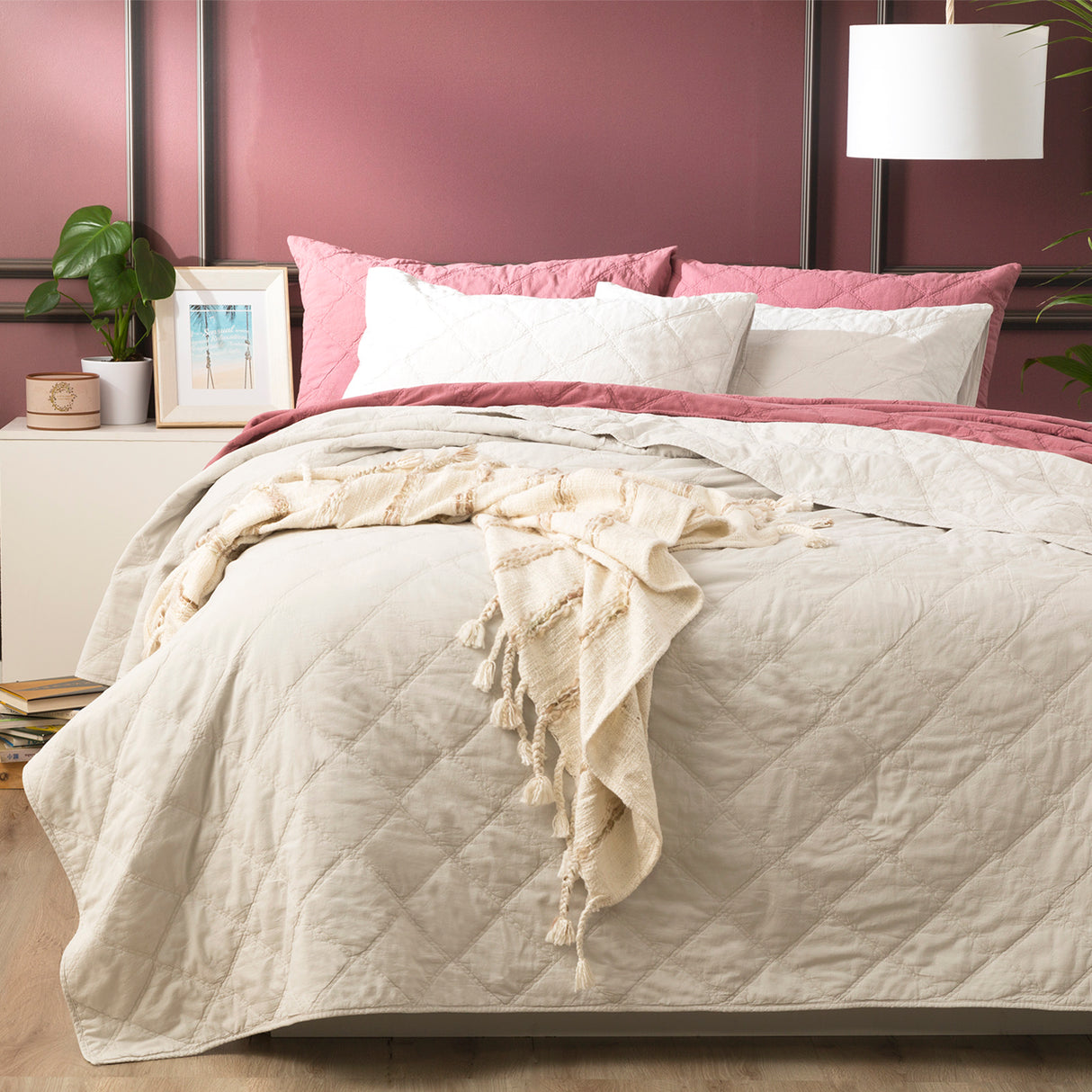 Luxury 3pc Attwood Vintage Stone Washed Cotton Quilted Coverlet Set by Renee Taylor