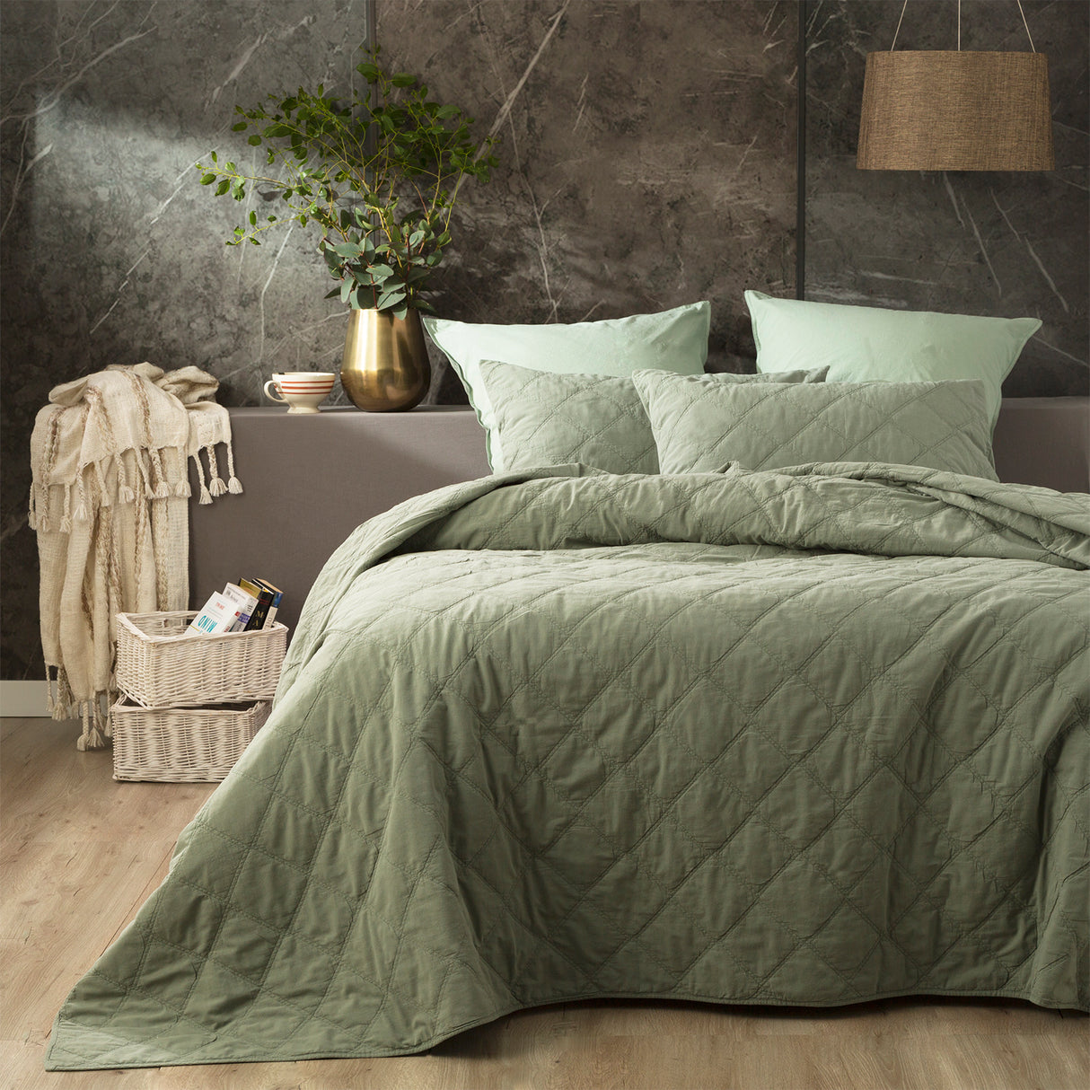 Luxury 3pc Attwood Vintage Stone Washed Cotton Quilted Coverlet Set by Renee Taylor