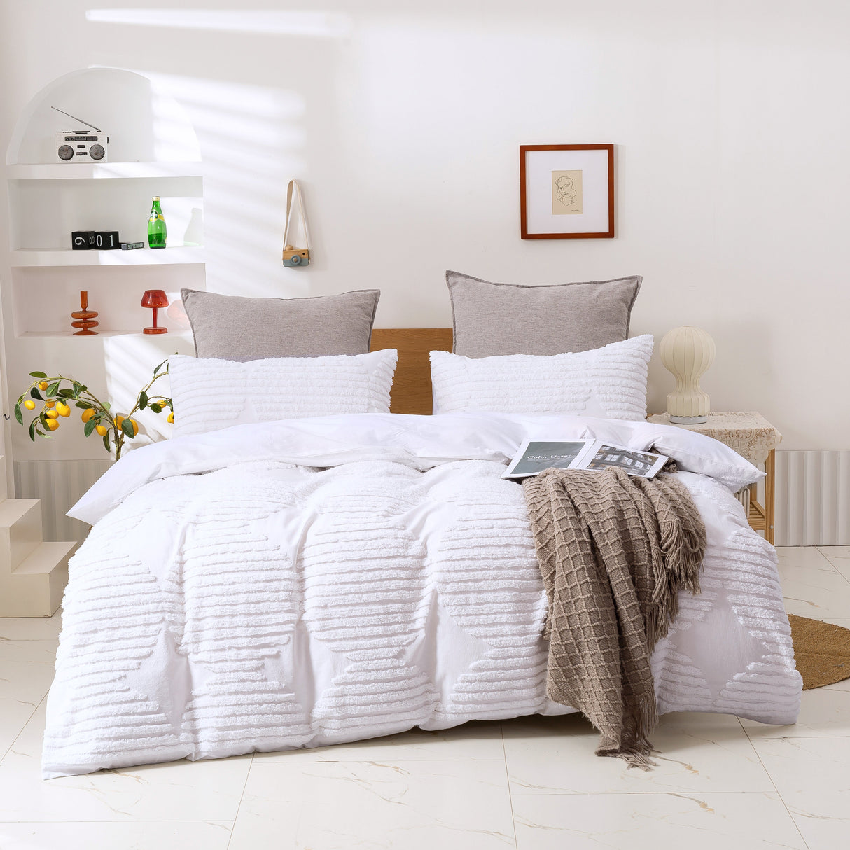 Luxore Darvo Tufted Washed Vintage Pure Cotton Quilt Cover Set | Modern Bedding Covers