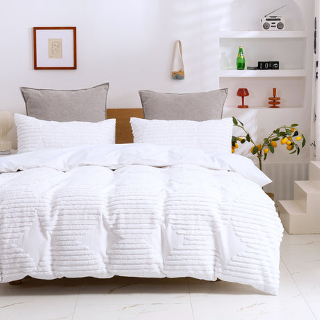 Luxore Darvo Tufted Washed Vintage Pure Cotton Quilt Cover Set | Modern Bedding Covers