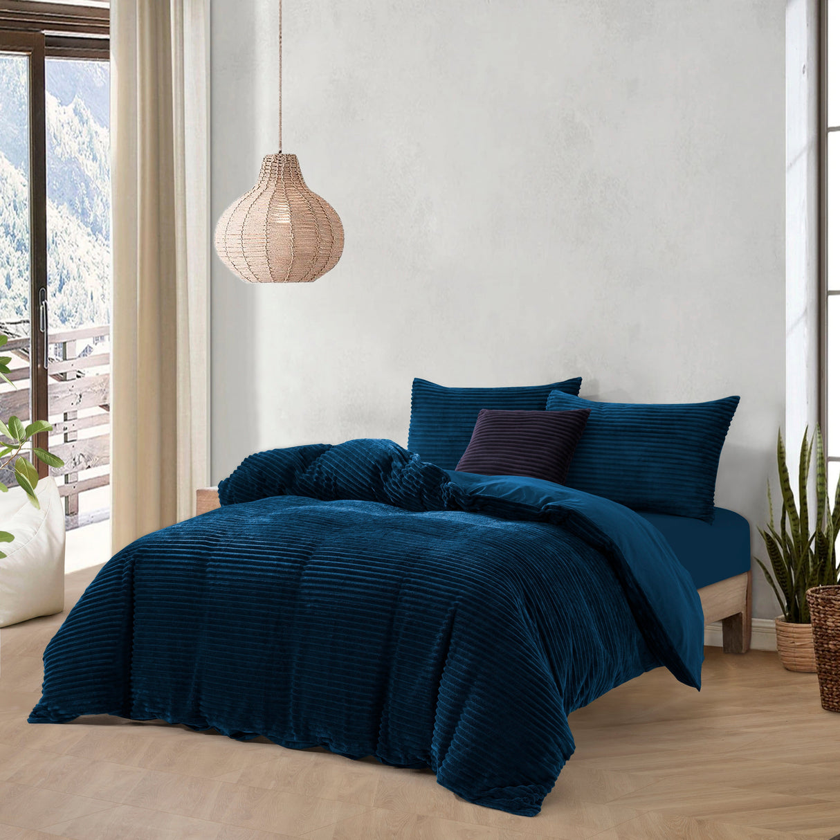 Luxore Warm Embossed Teddy Fleece Quilt Cover Set | Plush Teddy Fleece Duvet Cover Set