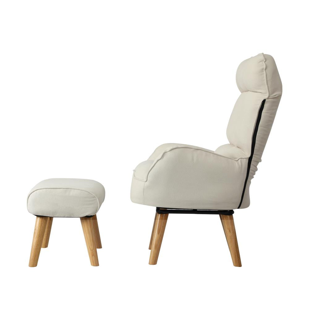 Lana Fabric Lounge Chair And Ottoman Stool | Swivel Seat Recline Extra Soft Armchair and Ottoman Set