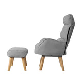 Lana Fabric Lounge Chair And Ottoman Stool | Swivel Seat Recline Extra Soft Armchair and Ottoman Set