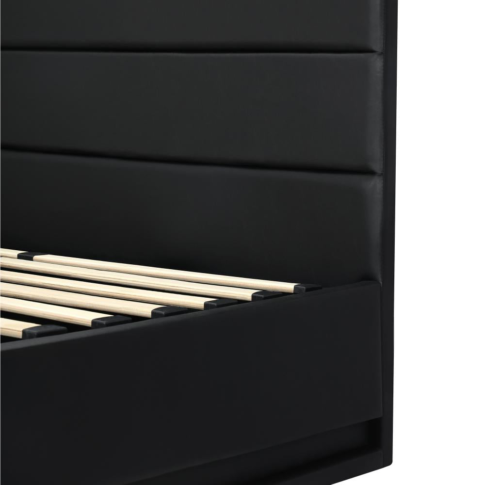 Carlo Supreme PU Leather LED Bed Frame | Black PU Leather Gas Lift Storage Bed