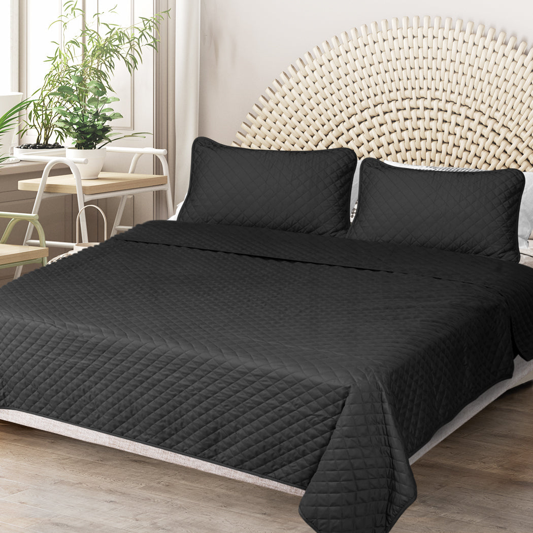 Luxore Diamond Quilted 3pc All Season Coverlet Set | 300GSM Comforter Bedspread Set