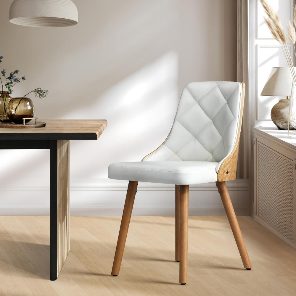 Set of 2 Gianni Deluxe Padded Dining Room Chairs | Wooden Back Padded Modern Dining Chairs