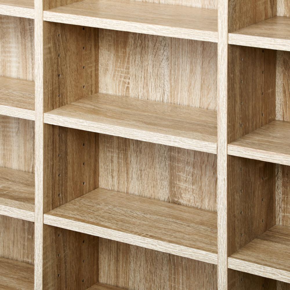 Oikiture 36 Slot Adjustable Wooden Display Unit | Modern Wooden Bookshelf Storage Shelf Unit
