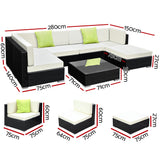 Tivat Sol 7 Piece Wicker Outdoor Furniture Sofa Set | High Quality Rattan 7pc Outdoor Lounge Setting
