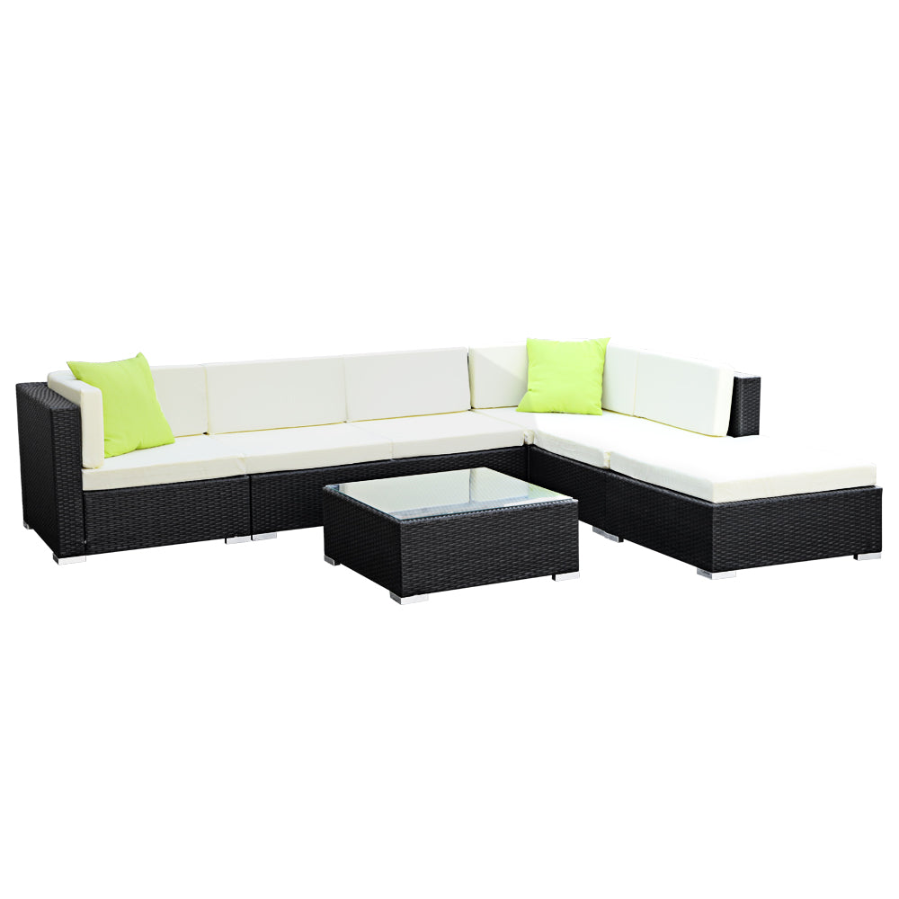 Tivat Sol 7 Piece Wicker Outdoor Furniture Sofa Set | High Quality Rattan 7pc Outdoor Lounge Setting