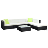 Tivat Sol 7 Piece Wicker Outdoor Furniture Sofa Set | High Quality Rattan 7pc Outdoor Lounge Setting