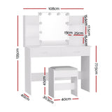 Starque LED Mirror Dressing Table and Makeup Stool Set | 10 Light Hollywood Mirror Makeup and Storage Unit