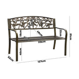 Premium Cast Iron & Steel Ornate Design Garden Bench | Outdoor Backyard Garden Bench