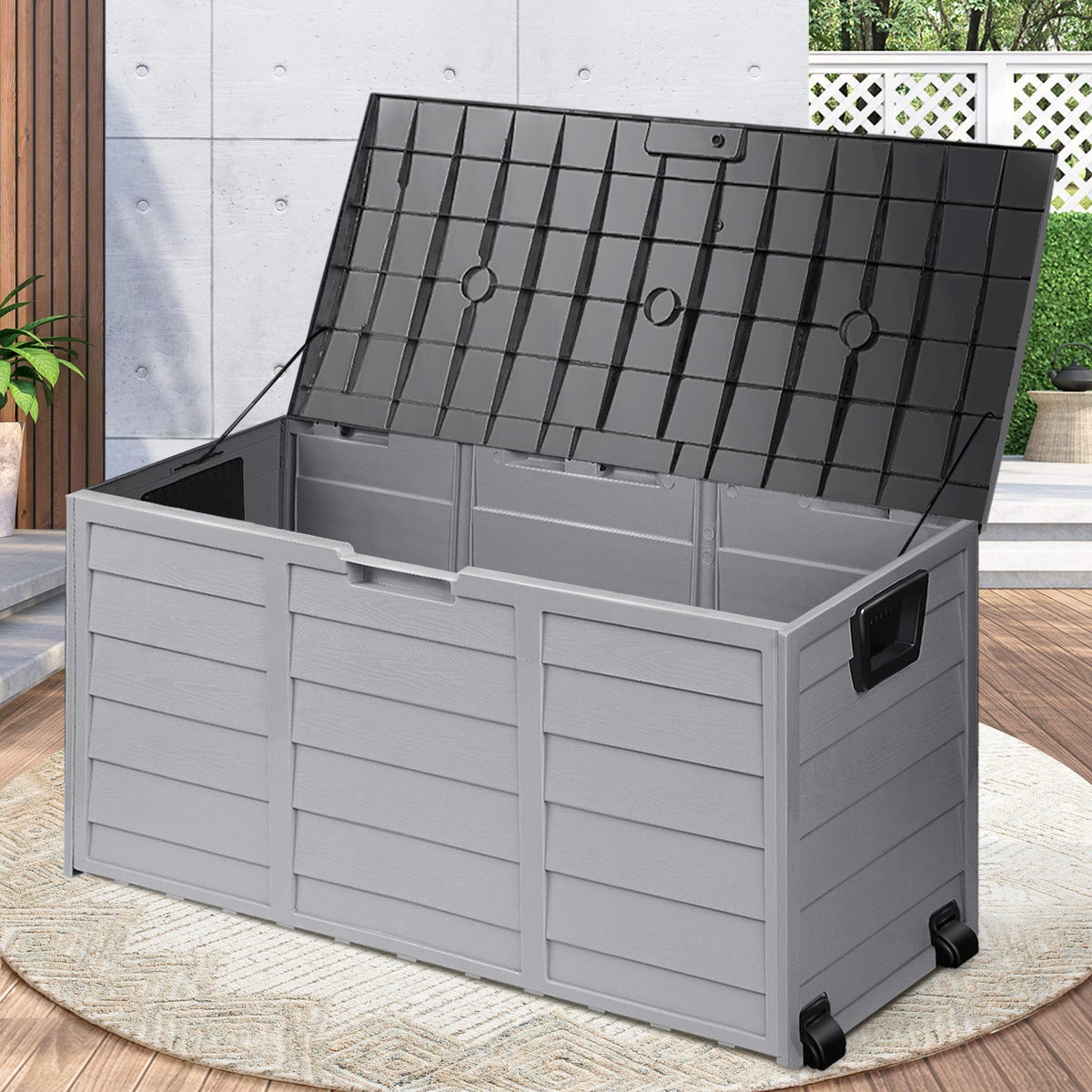 Weatherproof Storage Lightweight Forte Premium Weatherproof Outdoor Storage Box | Grey or Black Lockabl ...