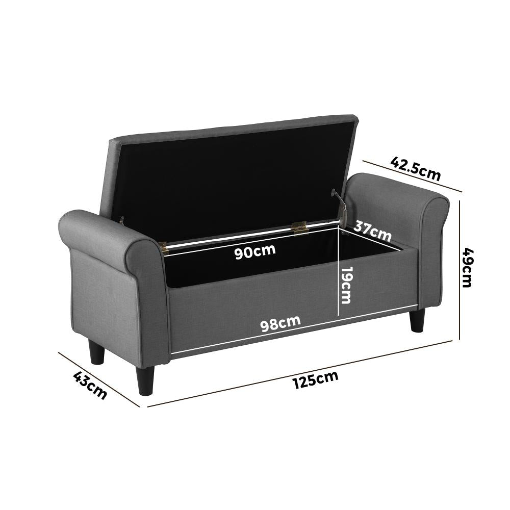 Premium Fabric Two in One Ottoman Storage Bench| Mini Day Bed Blanket Box