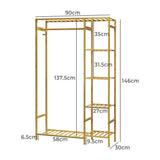 Bamboo Portable Wardrobe Hanging Clothes Rack and Storage Organizer