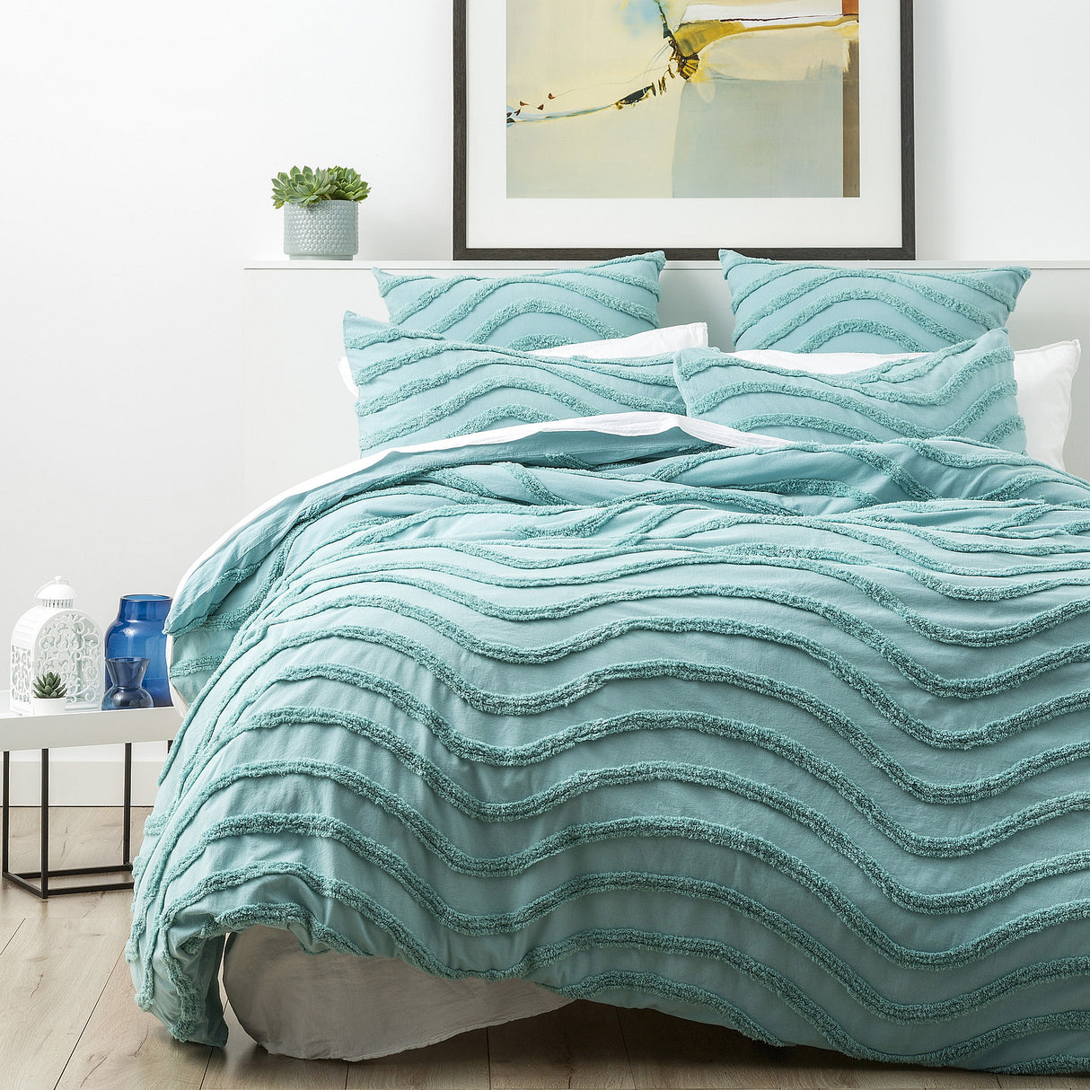 Wave 100% Cotton Chenille Vintage Washed Tufted Quilt Cover Set by Cloud Linen