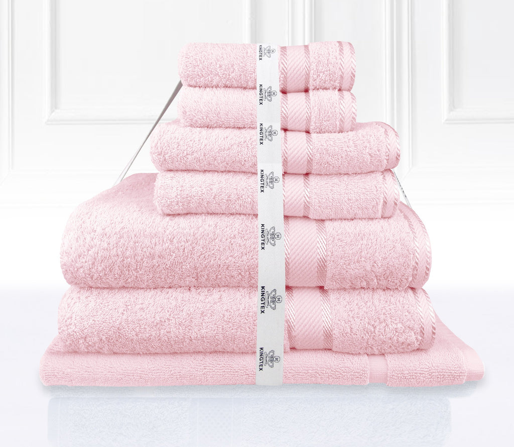 Luxury Kingtex 100% Supreme Cotton Towel Set | 100% Cotton Bath Towel Set | 2 Size Sets - 17 Colours Bath Towels & Washcloths 7 Piece Set / BABY PINK Ontrendideas Bed and Bath