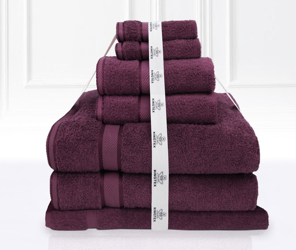 Luxury Kingtex 100% Supreme Cotton Towel Set | 100% Cotton Bath Towel Set | 2 Size Sets - 17 Colours Bath Towels & Washcloths 7 Piece Set / BURGUNDY Ontrendideas Bed and Bath