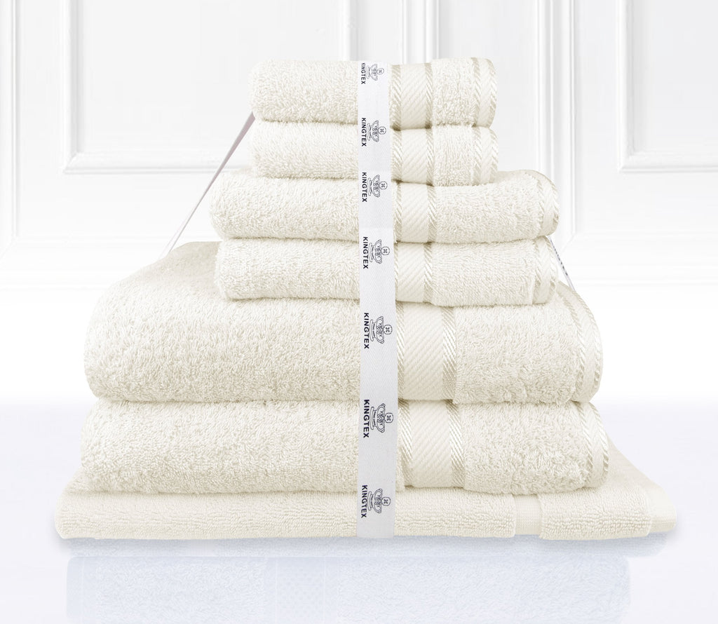 Luxury Kingtex 100% Supreme Cotton Towel Set | 100% Cotton Bath Towel Set | 2 Size Sets - 17 Colours Bath Towels & Washcloths 7 Piece Set / CREAM Ontrendideas Bed and Bath