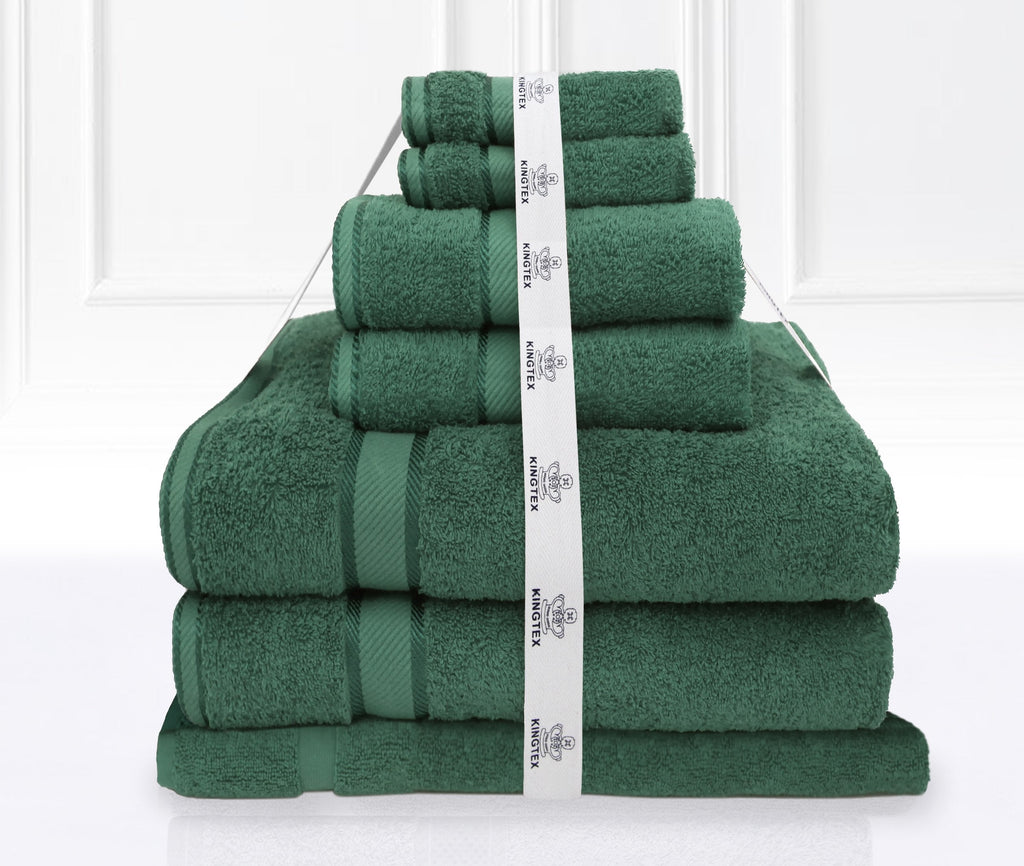 Luxury Kingtex 100% Supreme Cotton Towel Set | 100% Cotton Bath Towel Set | 2 Size Sets - 17 Colours Bath Towels & Washcloths 7 Piece Set / FOREST Ontrendideas Bed and Bath