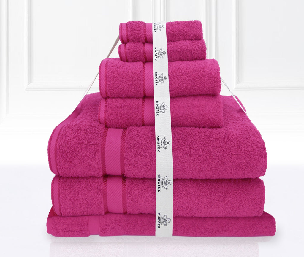 Luxury Kingtex 100% Supreme Cotton Towel Set | 100% Cotton Bath Towel Set | 2 Size Sets - 17 Colours Bath Towels & Washcloths 7 Piece Set / FUCHSIA Ontrendideas Bed and Bath