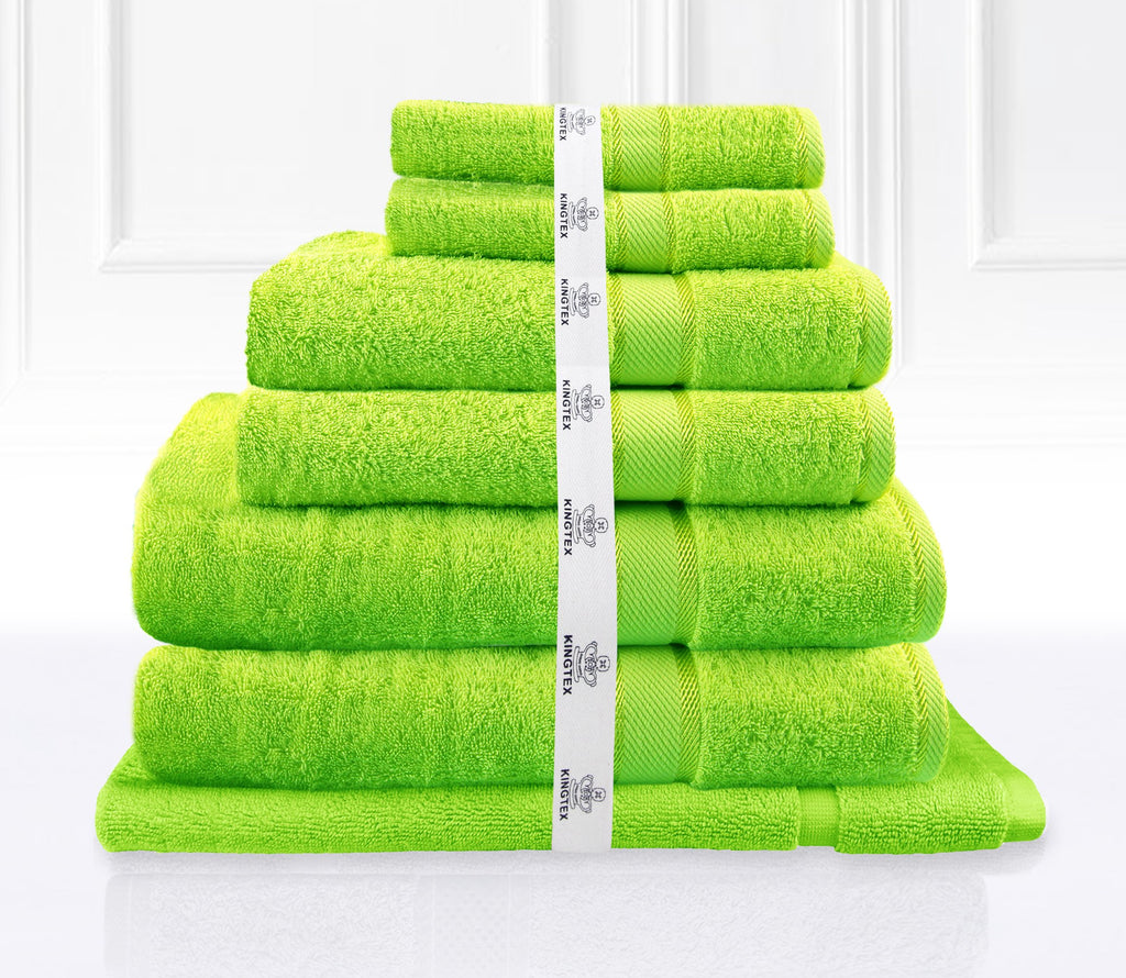 Luxury Kingtex 100% Supreme Cotton Towel Set | 100% Cotton Bath Towel Set | 2 Size Sets - 17 Colours Bath Towels & Washcloths 7 Piece Set / LIME Ontrendideas Bed and Bath