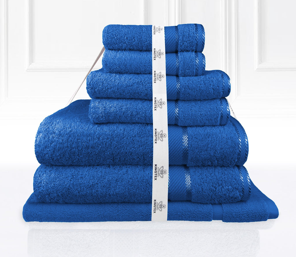 Luxury Kingtex 100% Supreme Cotton Towel Set | 100% Cotton Bath Towel Set | 2 Size Sets - 17 Colours Bath Towels & Washcloths 7 Piece Set / ROYAL BLUE Ontrendideas Bed and Bath