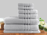 Soft 100% Cotton Bath Towel Set | Dobby Stripe Hotel | 7pc or 14pc Towel Sets | 4 Colours Bath Towels & Washcloths 7 Piece Set / Silver Ontrendideas Bed and Bath